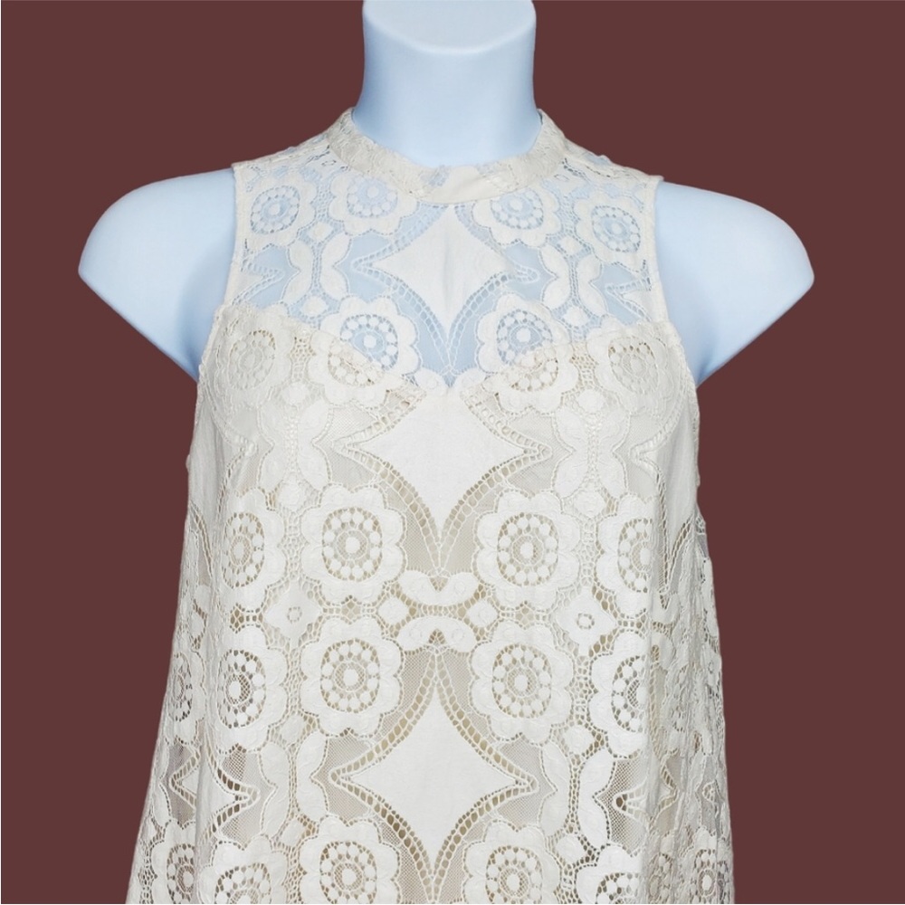 Anthropologie Floreat Manon sleeveless ivory lace shift dress size 6 - Picture 2 of 7